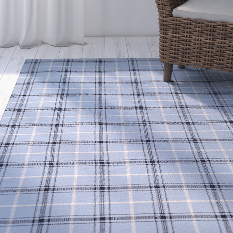 Breakwater Bay Bonifay Cape Plaid HandWoven Blue/Black Area Rug